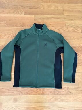 Spyder Men's Green and Black Full-Zip Fleece Jacket